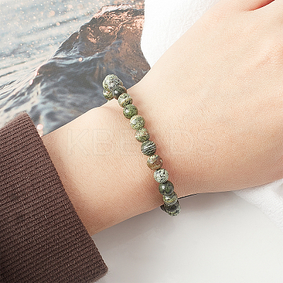 2 Strands Natural Green Zebra Jasper Beads Strands G-OC0002-74-1