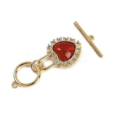 Natural Carnelian Toggle Clasps KK-P283-39G-1