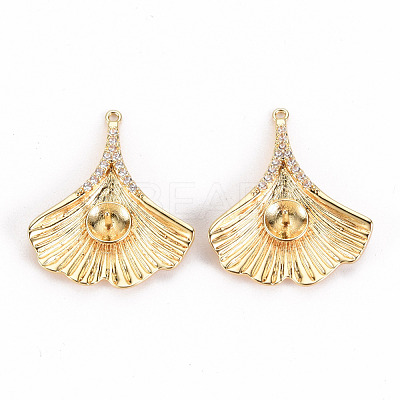 Brass Micro Pave Clear Cubic Zirconia Peg Bails Pendants KK-S356-277-NF-1