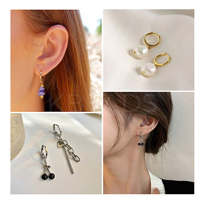 8 Pairs 8 Style Brass Hoop Earrings EJEW-PJ0001-05-1
