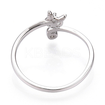 Rhodium Plated 925 Sterling Silver Micro Pave Cubic Zirconia Open Cuff Ring Settings STER-T007-128P-1