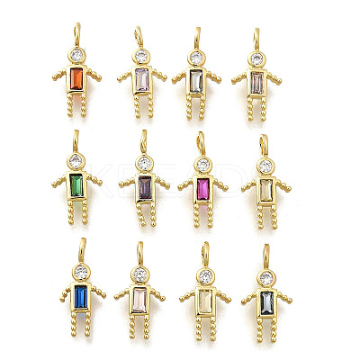 Brass Micro Pave Cubic Zirconia Pendants KK-D339-01G-02-1