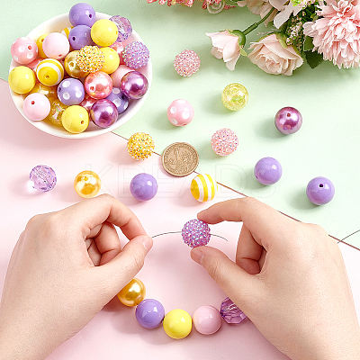 1 Set 7 Styles Resin Round Beads Set RESI-PH0001-98C-1