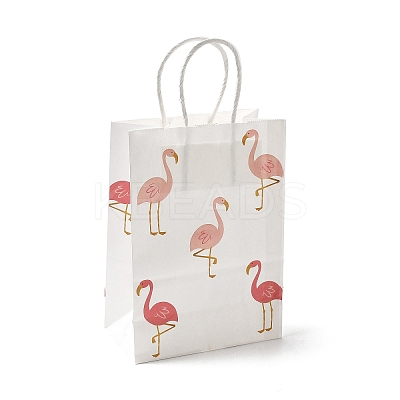 Flamingo Printed Kraft Paper Tote Bags ABAG-B006-01-1