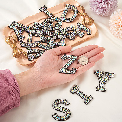 Alphabet Resin Rhinestone Patches DIY-TAC0005-45B-1