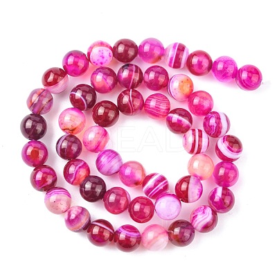 Natural Striped Agate/Banded Agate Bead Strands X-G-K166-13-8mm-03-1