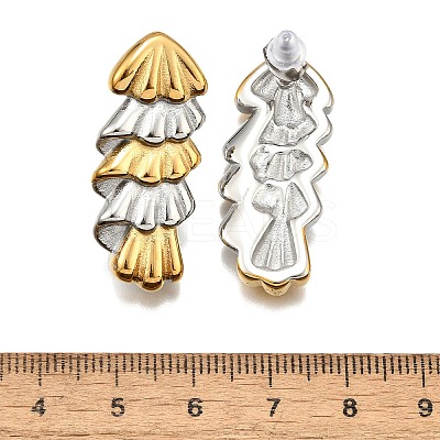 304 Stainless Steel Two-tone Stud Earrings for Women EJEW-R023-01GP-03-1
