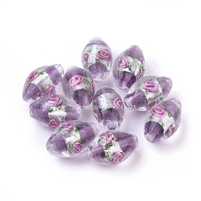 Handmade Silver Foil Glass Lampwork Beads LAMP-Q030-02D-1