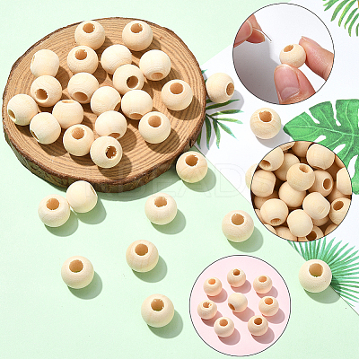 Natural Unfinished Wood Beads WOOD-SP0001-62D-1