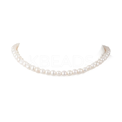 Natural Cultured Freshwater Pearl Two Sides Polished Beaded Necklaces for Women NJEW-JN05334-01-1