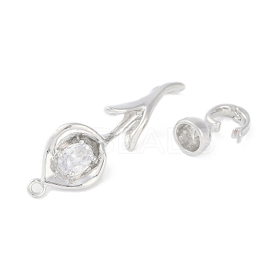 Brass Pave Clear Cubic Zirconia Fold Over Clasps KK-F875-11P-1