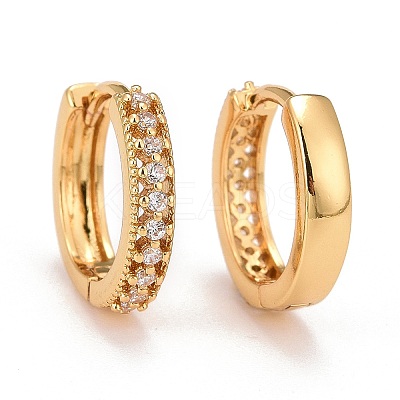 Clear Cubic Zirconia Huggie Hoop Earrings X-EJEW-C012-07-1