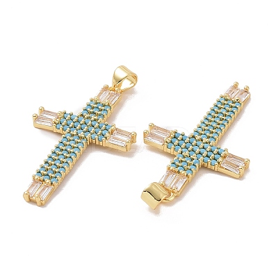 Brass Micro Pave Cubic Zirconia Pendants ZIRC-I063-01G-1