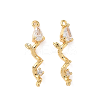 Brass Micro Pave Cubic Zirconia Pendants KK-D024-19G-1