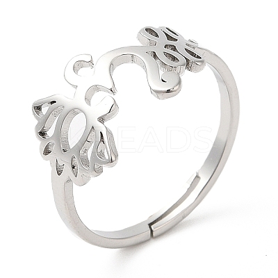 Non-Tarnish 304 Stainless Steel Yoga & Infinity Adjustable Ring for Women RJEW-M149-19P-1