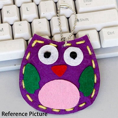 DIY Owl Non Woven Fabric Embroidery Keychain Kits DIY-F071-04-1