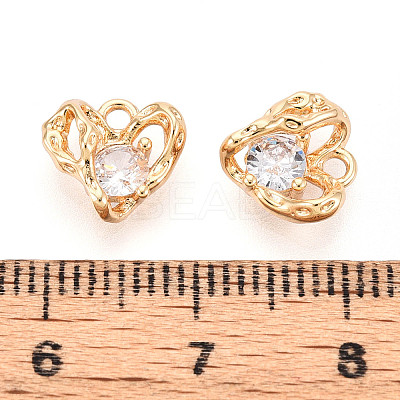 Brass Micro Pave Clear Cubic Zirconia Charms KK-N267-12G-1