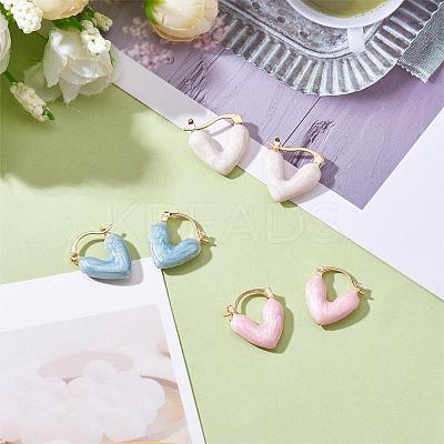 Enamel Heart Hoop Earrings JE1108A-1