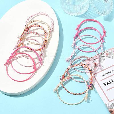 14Pcs 7 Colors Cotton Cord Bracelet Set for Men Women BJEW-FS00025-01-1