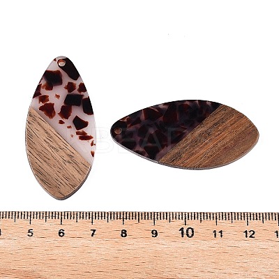 Transparent Resin and Walnut Wood Pendants RESI-T057-05B-1