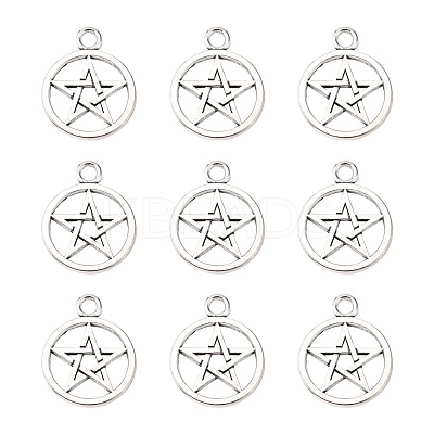 Tibetan Style Pentagram Pendants X-PALLOY-2739-AS-LF-1
