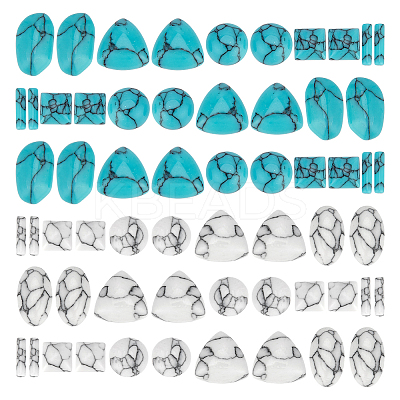 120Pcs 10 Styles Dyed Synthetic Turquoise Cabochons TURQ-PH0001-18-1