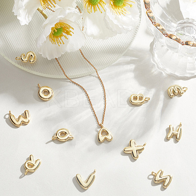 26Pcs 26 Styles Rack Plating Brass Balloon Letter Pendants KK-BBC0018-48-1