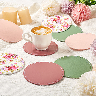 Magibead 8Pcs 4 Styles PU Leather Cup Mats AJEW-MB0001-09B-1