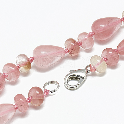 Cherry Quartz Glass Beaded Necklaces NJEW-S389-04-1