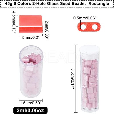 6 Colors 2-Hole Glass Seed Beads SEED-NB0001-26-1