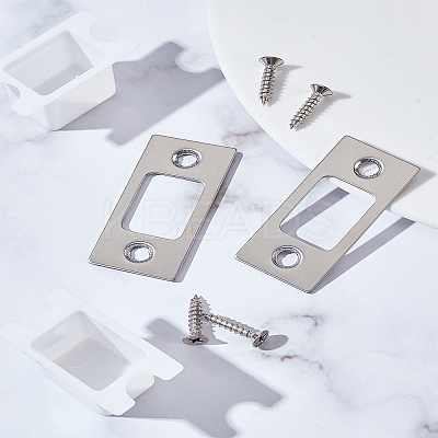 2 Sets 201 Stainless Steel Door Reinforcement Plate with Screws AJEW-LP0001-31P-1