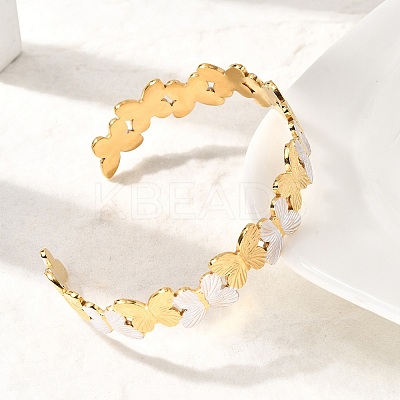 304 Stainless Steel Cuff Bangles for Women BJEW-F509-03A-G-1