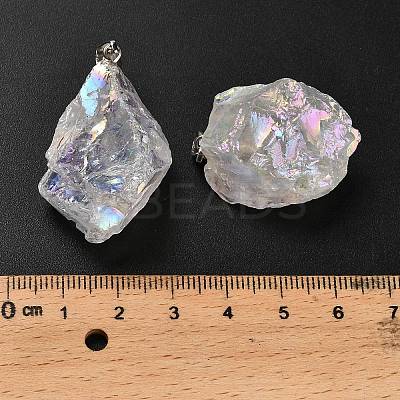 Electroplated Raw Natural Quartz Crystal Pendants G-Q481-20P-07-1