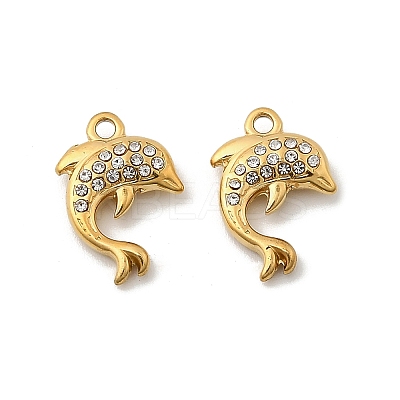 304 Stainless Steel with Crystal Rhinestone Charms STAS-G358-05G-08-1