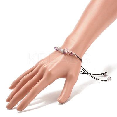 Natural Fluorite Chips Braided Bead Bracelet BJEW-JB08019-07-1