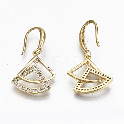 Brass Micro Pave Clear Cubic Zirconia Dangle Earrings KK-R117-015-NF-1