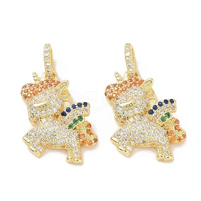 Brass Micro Pave Cubic Zirconia Pendants ZIRC-I063-11G-1