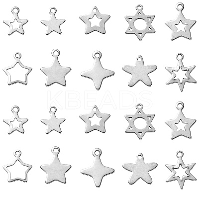 100Pcs 10 Styles 201 Stainless Steel Charms STAS-CJ0002-21-1