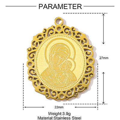 304 Stainless Steel Pendants STAS-OY002-03G-1-1