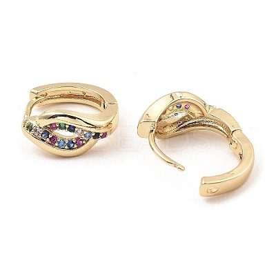 Brass with Colorful Cubic Zirconia Hoop Earrings EJEW-D078-33KCG-1