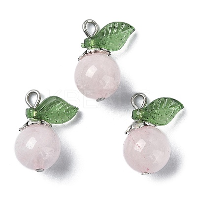 4Pcs 4 Styles Natural Mixed Gemstone Fruit Pendants PALLOY-TA00077-1
