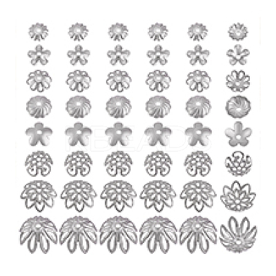 240Pcs 8 Style Stainless Steel Flower Bead Caps STAS-PH0004-27-1