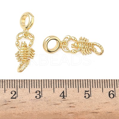 Brass Scorpion European Dangle Charms KK-L256-05G-1
