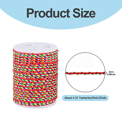 2 Rolls Multi-Color Decorative Nylon Twisted Cord NWIR-TADJ0001-04B-1