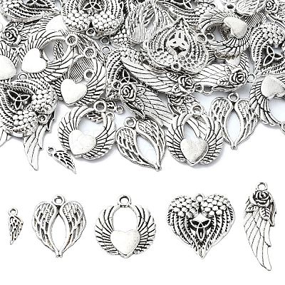 50Pcs 5 Styles Tibetan Style Alloy Pendants TIBEP-YW0001-85-1