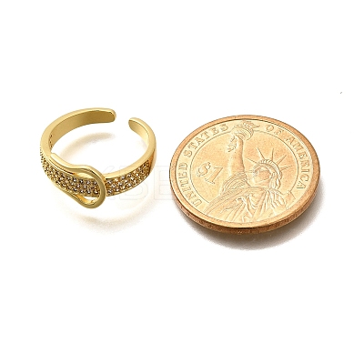 Rack Plating Brass Micro Pave Clear Cubic Zirconia Cuff Finger Rings for Women RJEW-M028-30G-02-1