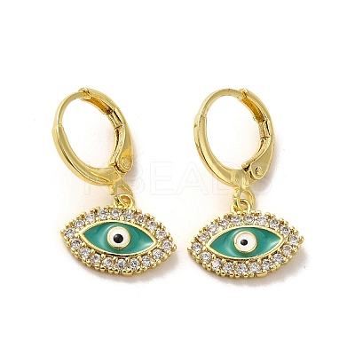 Evil Eye Real 18K Gold Plated Brass Dangle Leverback Earrings EJEW-Q797-01B-G-1