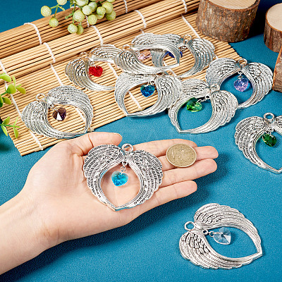 12Pcs 12 Colors Tibetan Style Alloy Big Pendants FIND-TA0004-24-1