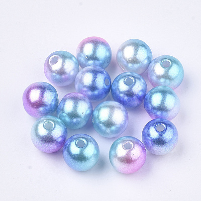 Rainbow ABS Plastic Imitation Pearl Beads X-OACR-Q174-6mm-02-1