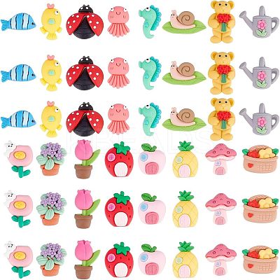 48Pcs 16 Style Resin Cabochons CRES-CA0001-14-1